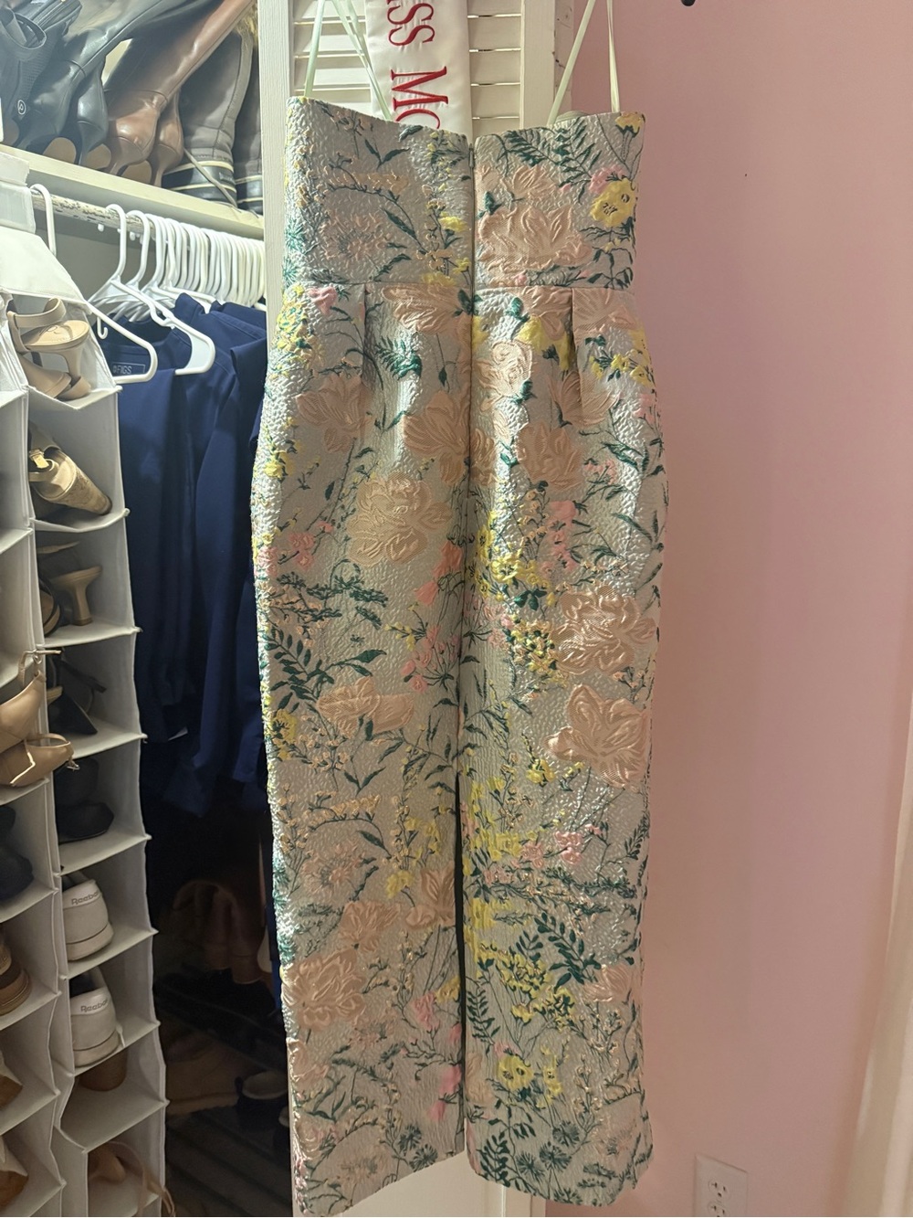 MacDuggal Multicolor Strapless Brocade Midi Dress With Pockets - Picture 5 of 7